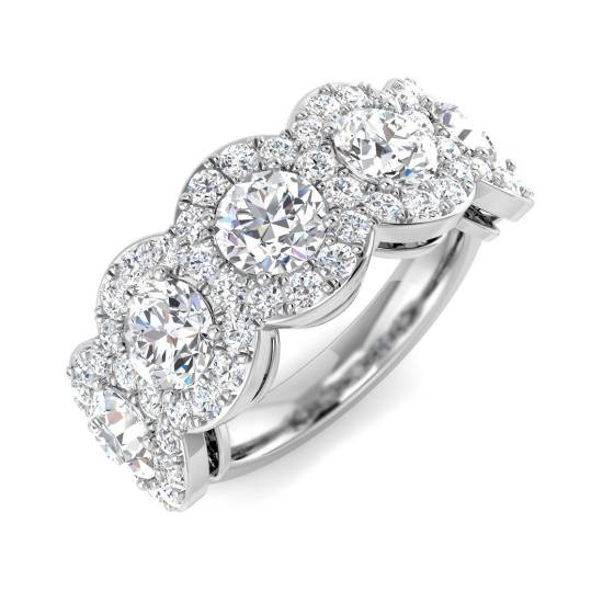 3.28ct VVS/D-E Round Cut Lab Grown Diamond 5 Stone Ring