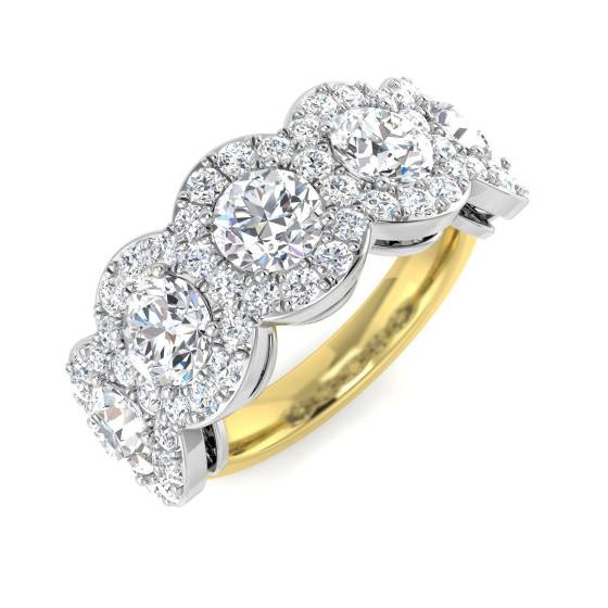3.28ct VVS/D-E Round Cut Lab Grown Diamond 5 Stone Ring
