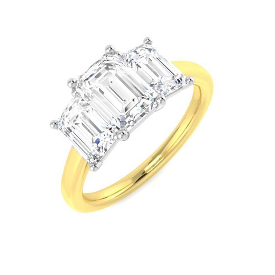 2.82ct VS1/D Emerald Cut Lab Grown Diamond Trilogy Ring