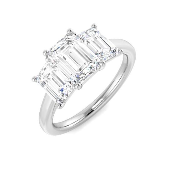 2.90ct VVS2/E Emerald Cut Lab Grown Diamond Trilogy Ring