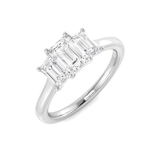 1.39ct VVS/D-E Emerald Cut Lab Grown Diamond Trilogy Ring