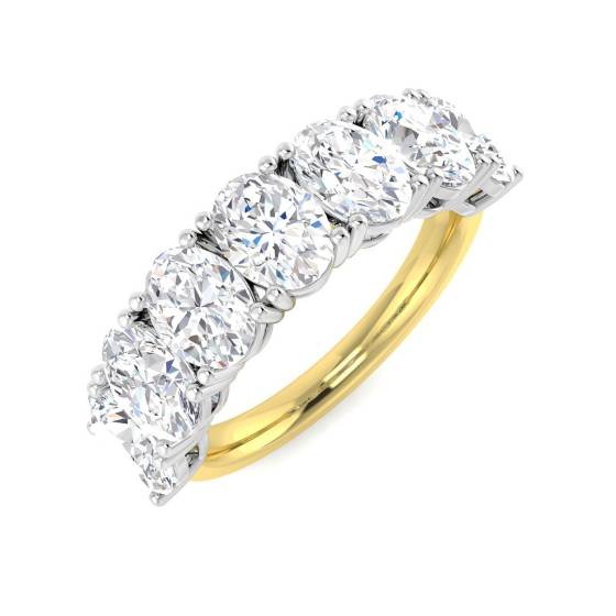 3.51ct VVS/D-E Oval Cut Lab Grown Diamond 7 Stone Ring