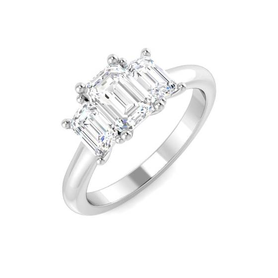1.85ct VVS/D-E Emerald Cut Lab Grown Diamond Trilogy Ring
