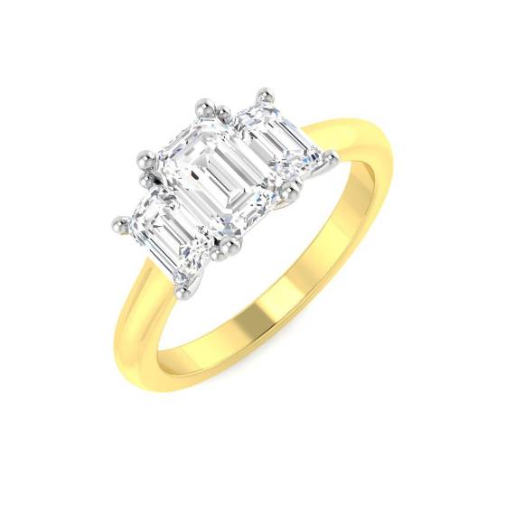 1.85ct VVS/D-E Emerald Cut Lab Grown Diamond Trilogy Ring