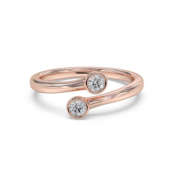 2 Stone Toi Et Moi Diamond Bezel Set Ring