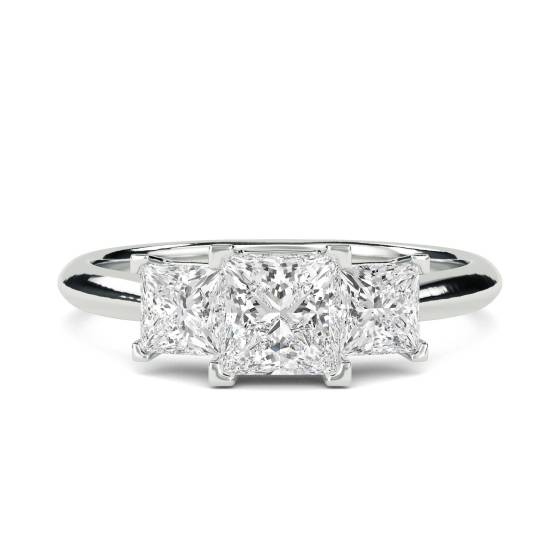 0.53ct I1/G Princess Cut Natural Diamond Trilogy Ring