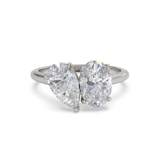Pear and Oval Two Stone Diamond Ring