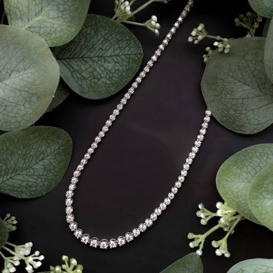 12.42ct VS/GH Round Cut Natural Diamond Tennis Necklace