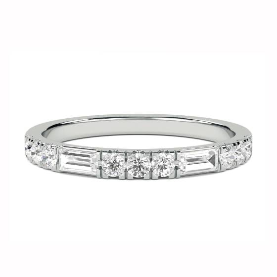 0.25ct VVS/D-E Round and Baguette Cut Labgrown Diamond Half Eternity Ring