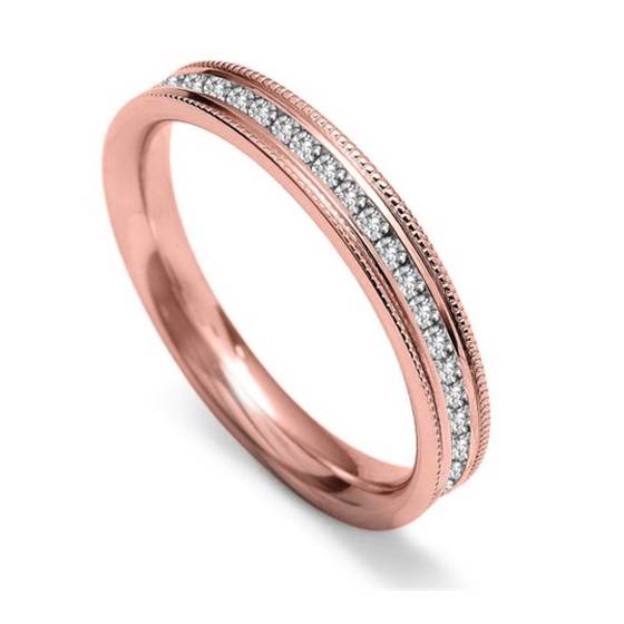 Full Set 3mm Round Diamond Vintage Wedding Ring