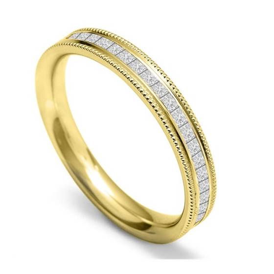 Full Set 3mm Princess Diamond Vintage Wedding Ring