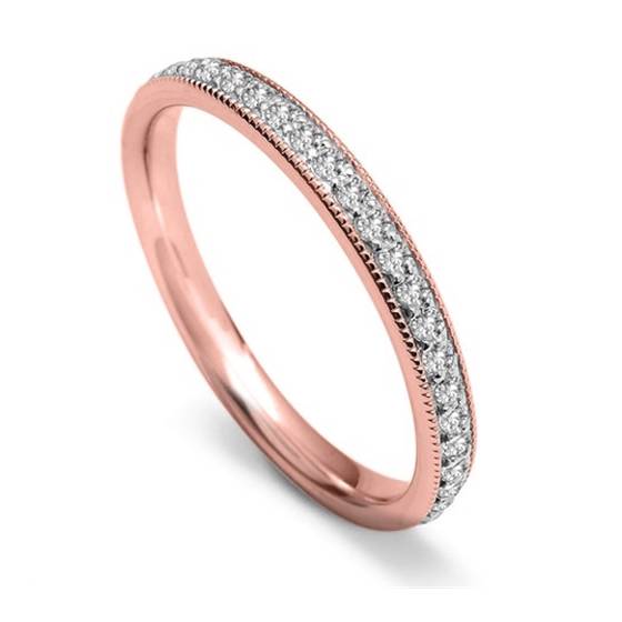 Full Set 2.5mm Round Diamond Vintage Wedding Ring