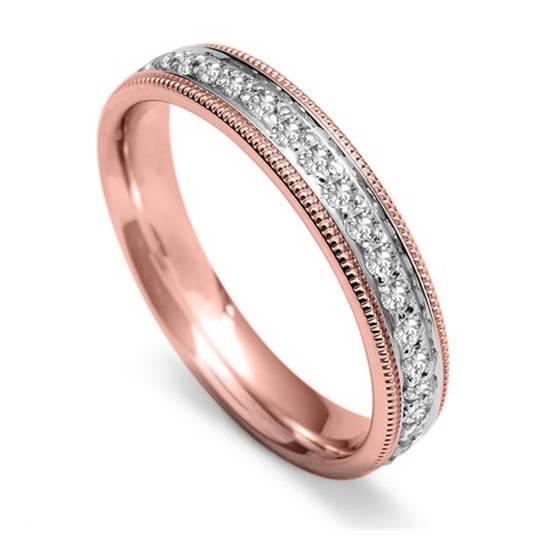 Full Set 4mm Round Diamond Vintage Wedding Ring