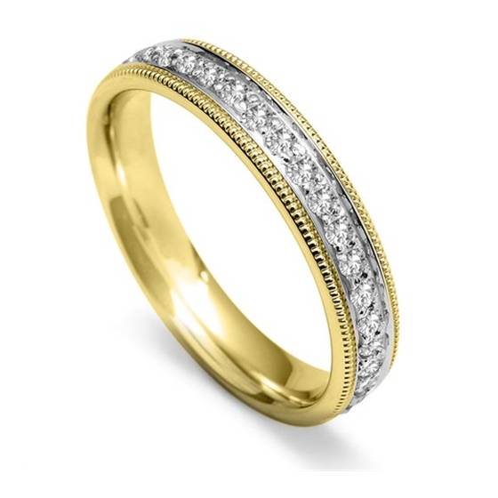 Full Set 4mm Round Diamond Vintage Wedding Ring