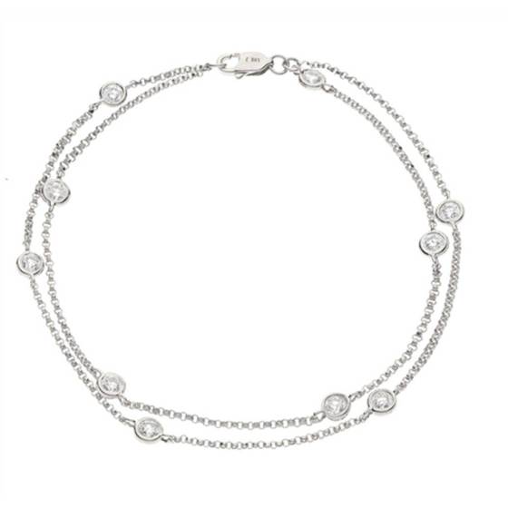 0.15ct VS/F-G Round Cut Natural Diamond 7 Inches Chain Bracelet
