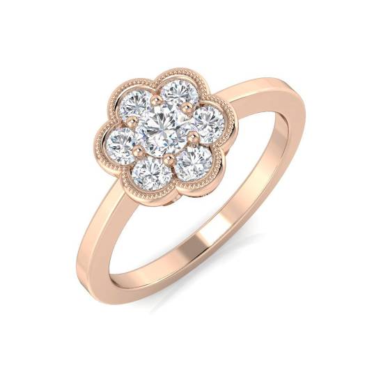 0.50ct VS/E-F Round Cut Natural Diamond Cluster Ring