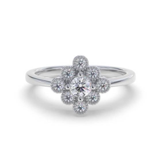 0.40ct VS/E-F Round Cut Natural Diamond Cluster Ring