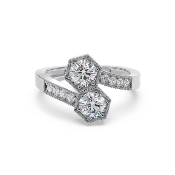 2 Stone Toi Et Moi Diamond Bezel Set Ring