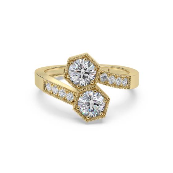 2 Stone Toi Et Moi Diamond Bezel Set Ring