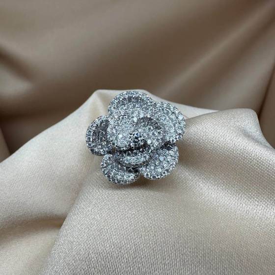 1.20ct VS/E-F Round Cut Natural Diamond Cluster Flower Ring