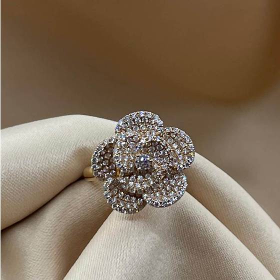 1.20ct VS/E-F Round Cut Natural Diamond Flower Cluster Ring