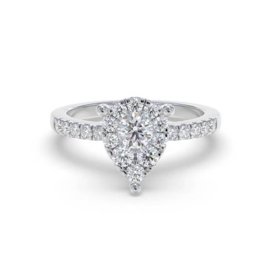 0.50ct VS/E-F Pear Cut Natural Diamond Cluster Ring