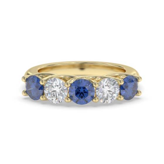 0.50ct VS/F-G Round Cut Blue Sapphire Half Eternity Ring