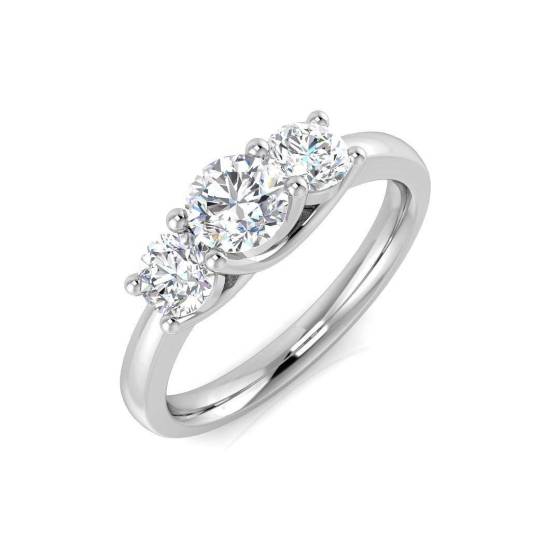 1.00ct SI/E-F Round Cut Natural Diamond Trilogy Ring