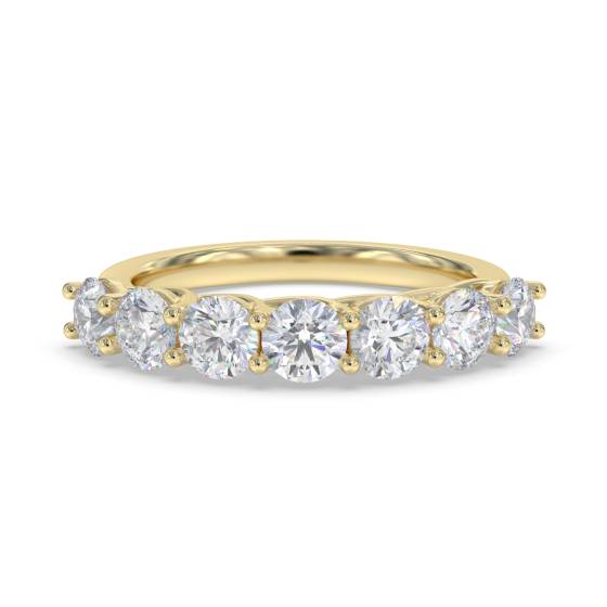 1.00ct VVS/D-E Lab Grown Round Diamond Seven Stone Ring in 9k Yellow Gold