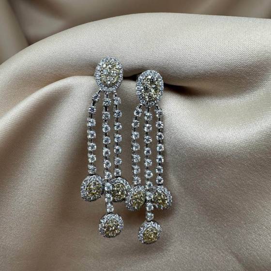 4.00ct VVS/F-G Round Cut Natural Diamond Drop Earrings