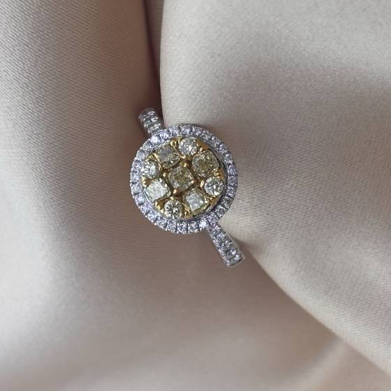 0.90ct VVS/F-G Round Cut Natural Diamond Cluster Ring