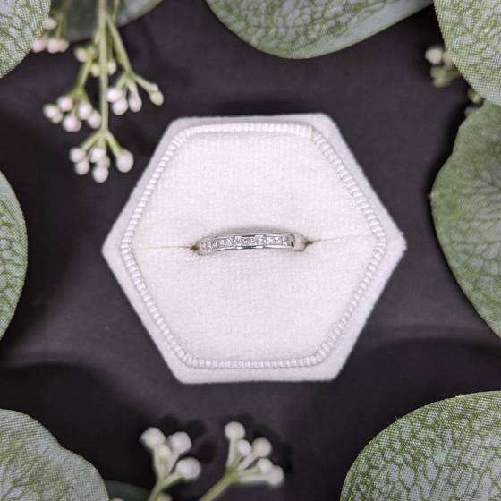 0.20ct VS/E-F Princess Cut Natural Diamond Half Channel Eternity Ring