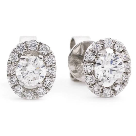 0.80ct Unique Round Diamond Single Halo Earrings