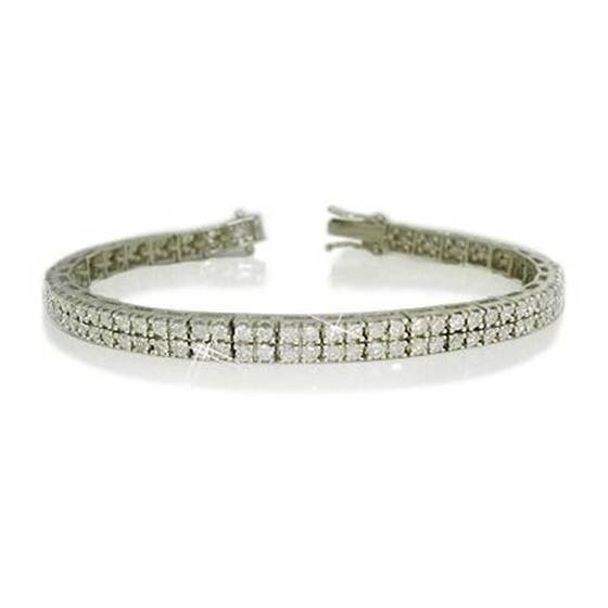 Double Row Round Diamond Tennis Bracelet