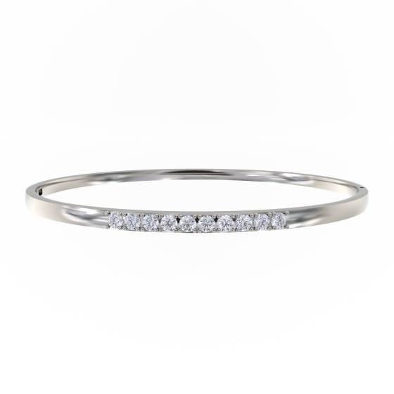 Oval Shaped Round Diamond Set Bangle