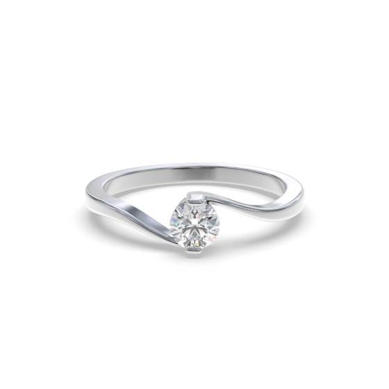 Twist Round Diamond Solitaire Ring