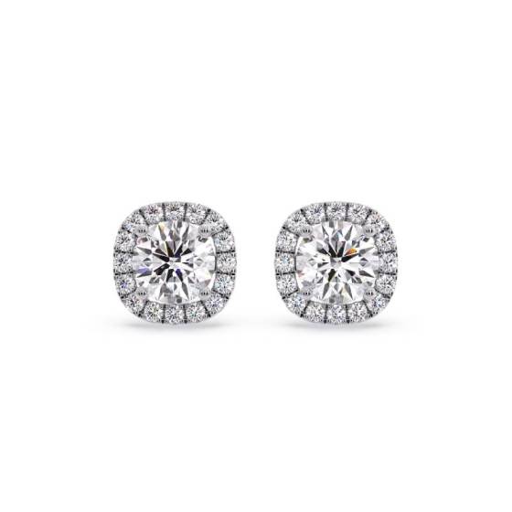 0.75ct Unique Round Diamond Single Halo Earrings
