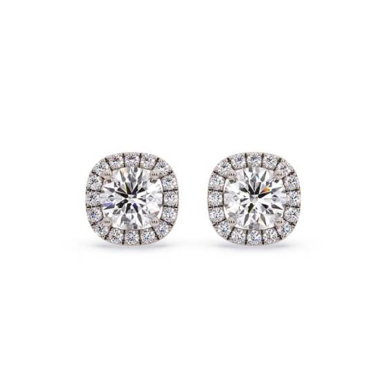 0.75ct Unique Round Diamond Single Halo Earrings