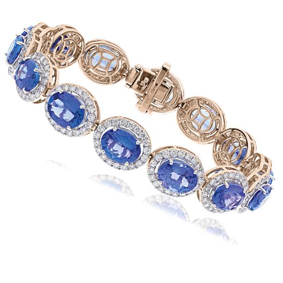 HBOGTZ051 Tanzanite & Diamond Halo Single Line Bracelet
