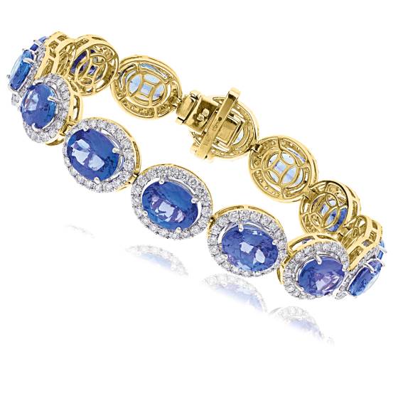 HBOGTZ051 Tanzanite & Diamond Halo Single Line Bracelet