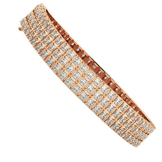 IVANOVIC Triple Row Princess cut Tennis Diamond Bracelet