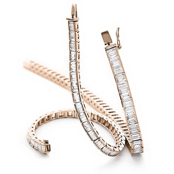 HBP028 Baguette Shape Diamond Line Bracelet