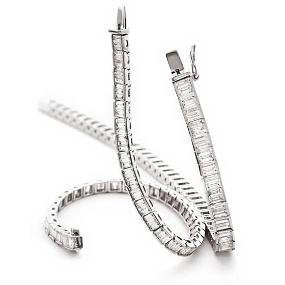 HBP028 Baguette Shape Diamond Line Bracelet
