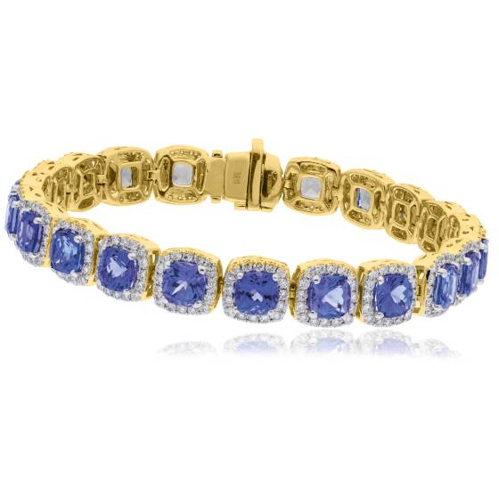 HBPGTZ053 Square Shape Tanzanite & Diamond Single Line Bracelet