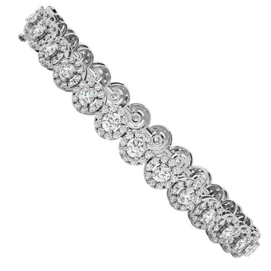 BILLIE Designer Round cut Halo Tennis Diamond Bracelet