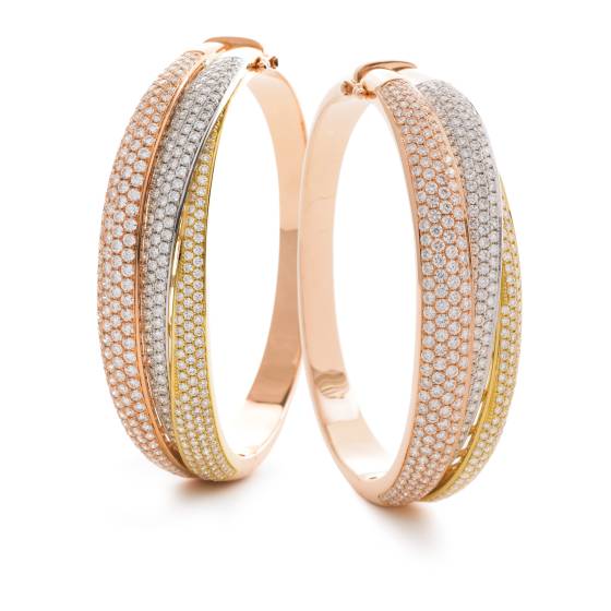 HBRDB062 Pave Set Triple Diamond Bangle