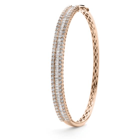 HBRDB065 Baguette & Round Diamond Bangle