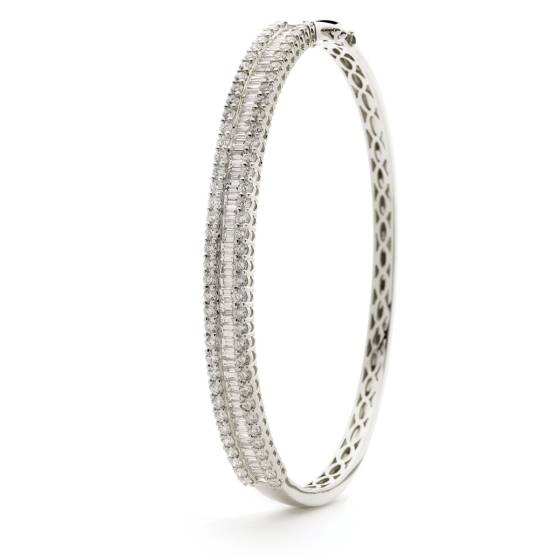 HBRDB065 Baguette & Round Diamond Bangle