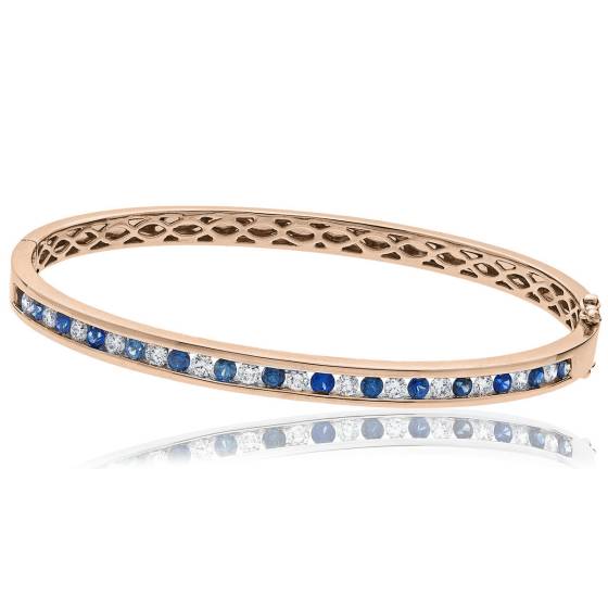 HBRDBGBS070 Blue Sapphire & Diamond Diamond Bangle
