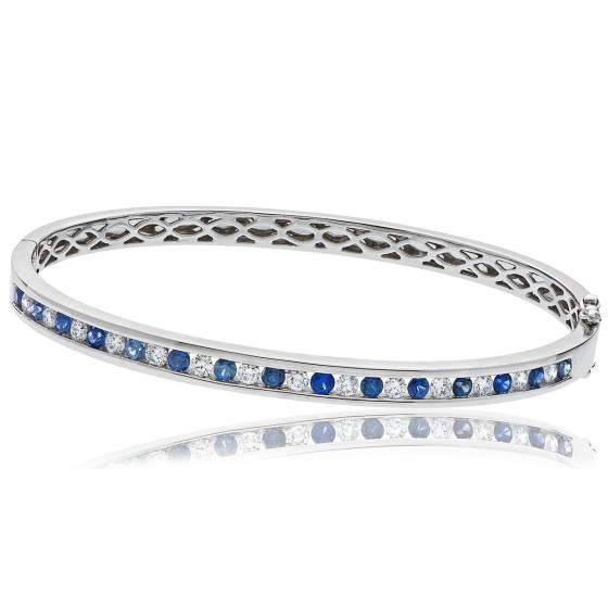 HBRDBGBS070 Blue Sapphire & Diamond Diamond Bangle